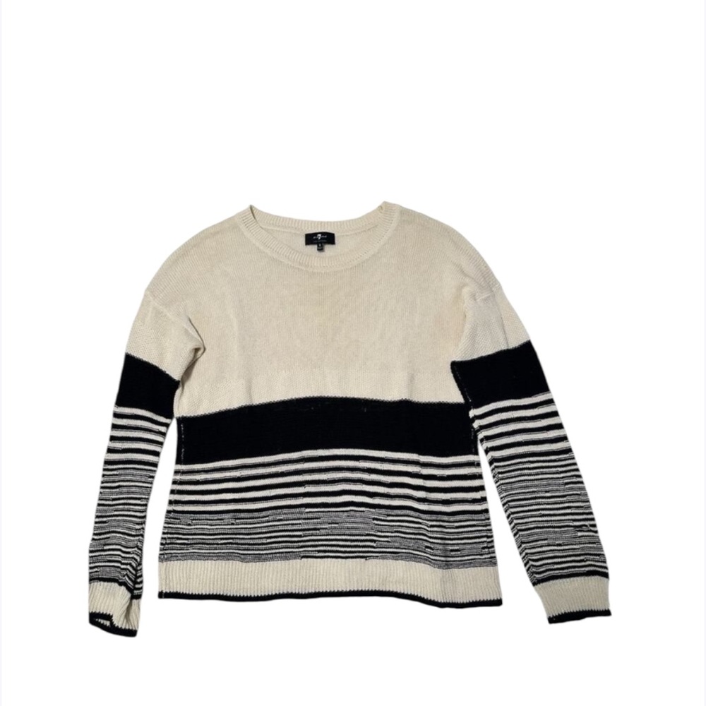 7 for all mankind‎ Los Angeles Women’s black & white Chunky knit sweater size S